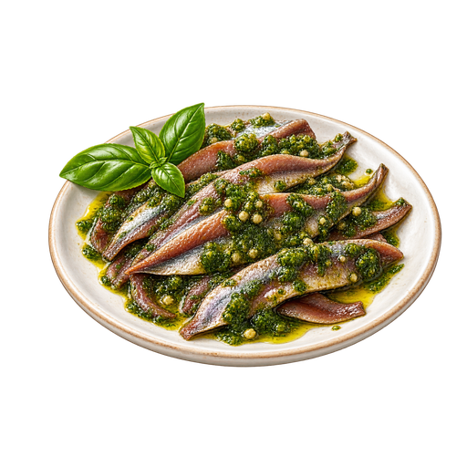 Acciughe sotto pesto sticker illustration