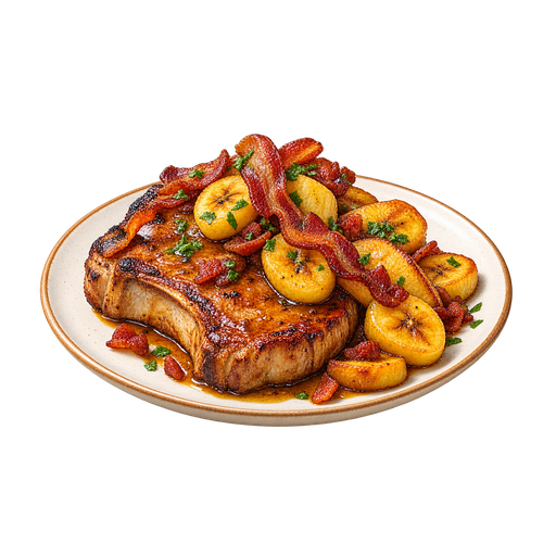 Pork Chops with Bananas and Bacon sticker illustration