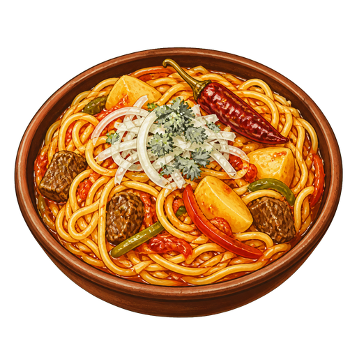 Ají de Fideos sticker illustration