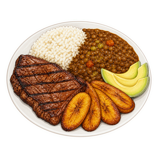 Arroz con Menestra y Carne Asada sticker illustration