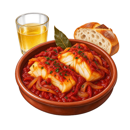 Salt Cod in Vizcaína Sauce sticker illustration