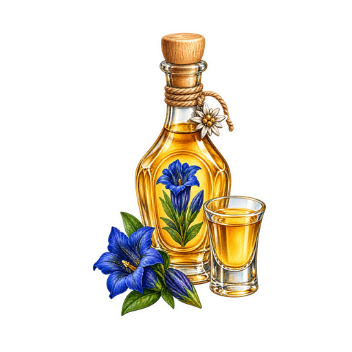 Bayerischer Gebirgsenzian sticker illustration