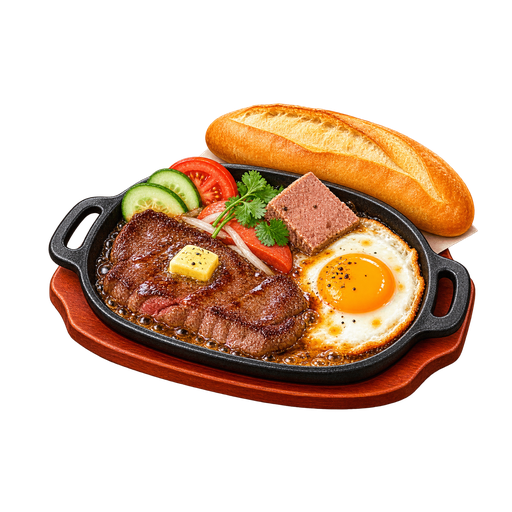 Bò né (Vietnamese Steak and Eggs) sticker illustration