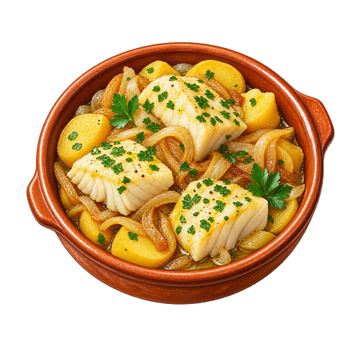 Salt Cod with Potatoes and Onions sticker illustration