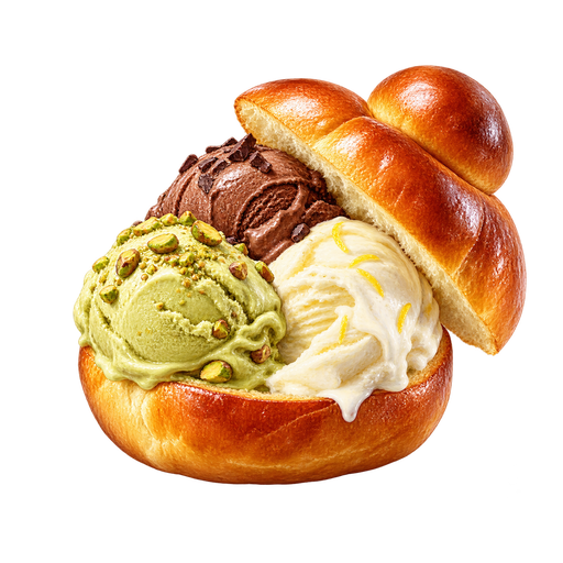 Brioche con gelato sticker illustration