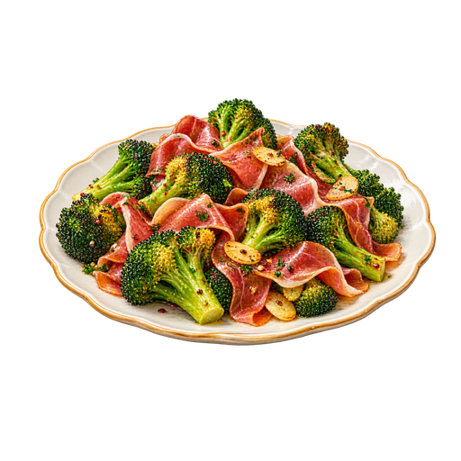 Broccoli al prosciutto sticker illustration