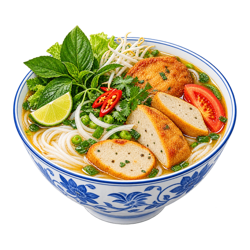 Bún chả cá (Fried Fish Cake Noodle Soup) sticker illustration