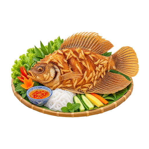 Cá tai tượng chiên xù (Deep-Fried Elephant Ear Fish) sticker illustration