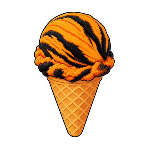 Tiger tail ice cream sticker illustration