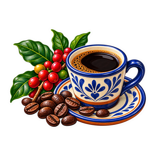 Copán Coffee sticker illustration