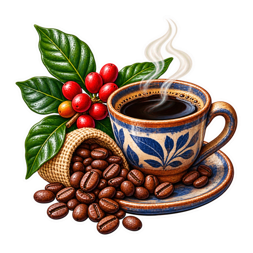 Marcala Coffee sticker illustration