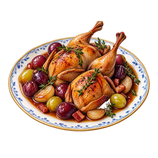 Cailles aux raisins (Quail with grapes) sticker illustration
