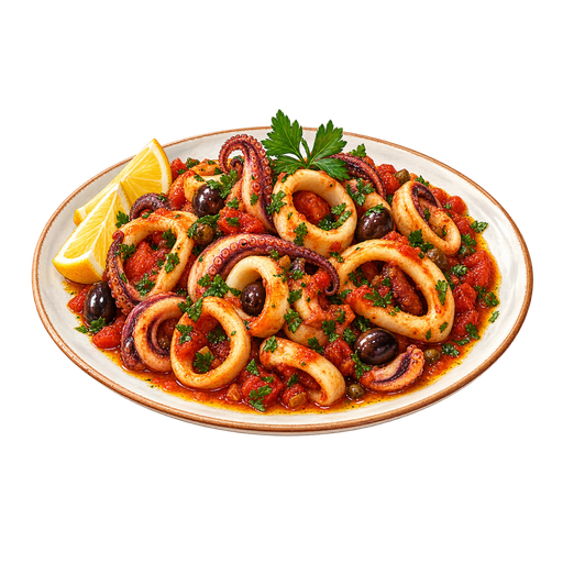 Calamari alla marchigiana sticker illustration
