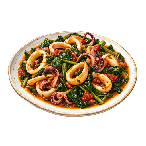 Calamari in zimino sticker illustration