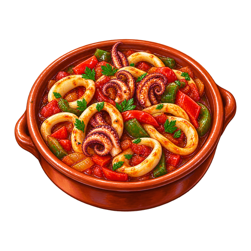 Calamars à la basquaise sticker illustration