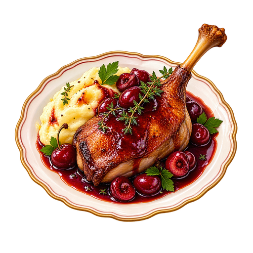 Canard braisé aux Montmorency (Braised duck with cherries) sticker illustration