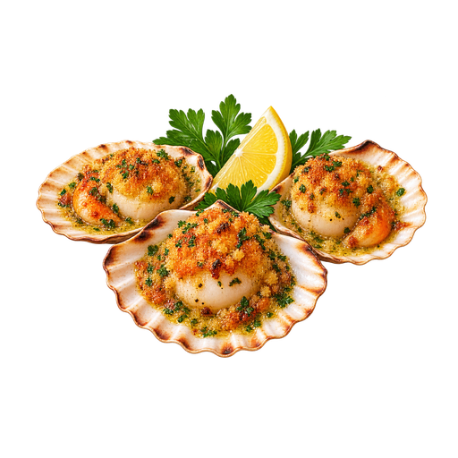 Capesante gratinate sticker illustration