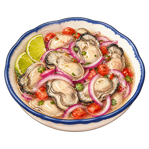 Ceviche de Ostiones sticker illustration