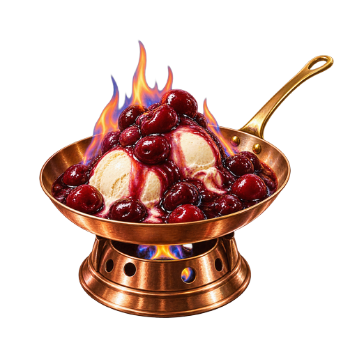 Cherries Jubilee sticker illustration
