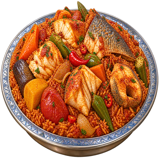 Mauritanian Fish and Rice sticker illustration