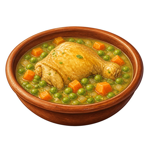 Chicken with Peas sticker illustration