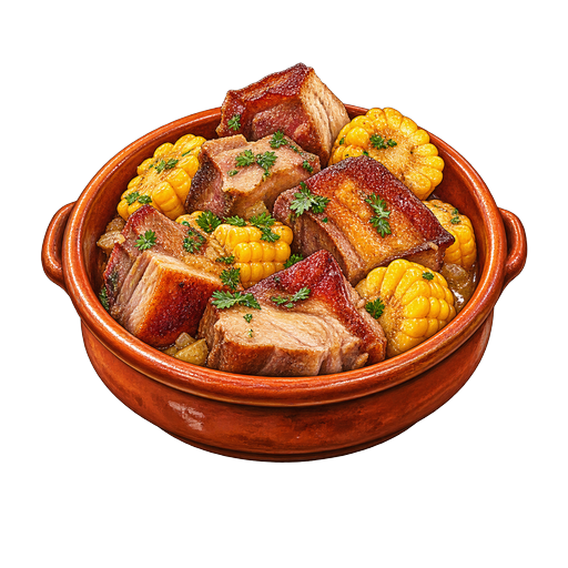 Canarian Pork with Toasted Corn sticker illustration