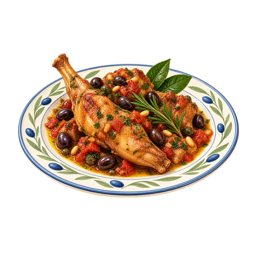 Coniglio alla ligure sticker illustration