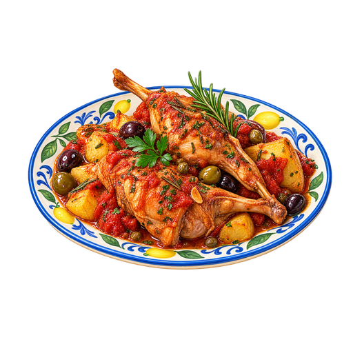 Coniglio all’ischitana sticker illustration