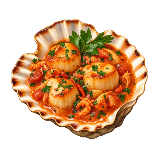 Coquilles Saint-Jacques à l’armoricaine sticker illustration