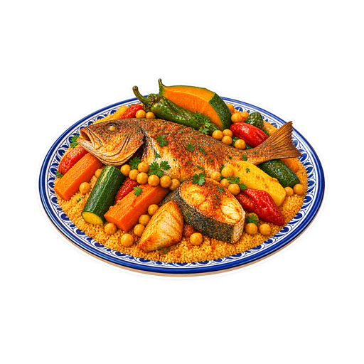 Sfax Fish Couscous sticker illustration