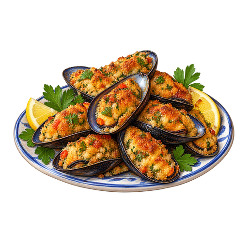 Cozze ripiene sticker illustration