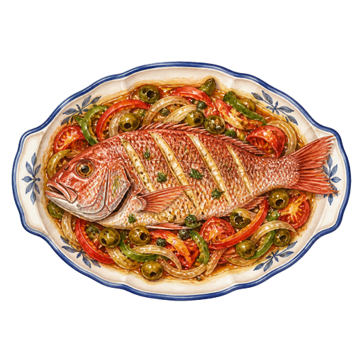 Red snapper a la Santa Barbara sticker illustration