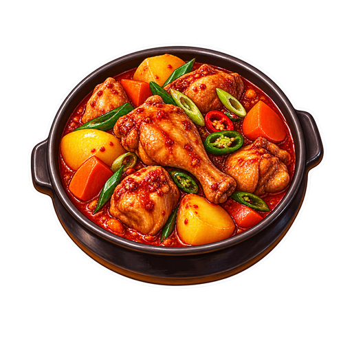 Dakbokkeumtang sticker illustration