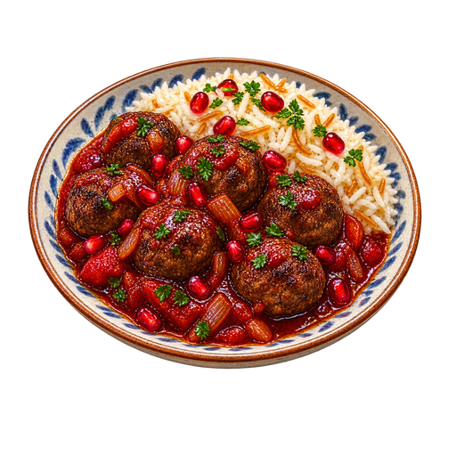Meatballs in Tomato and Pomegranate sticker illustration