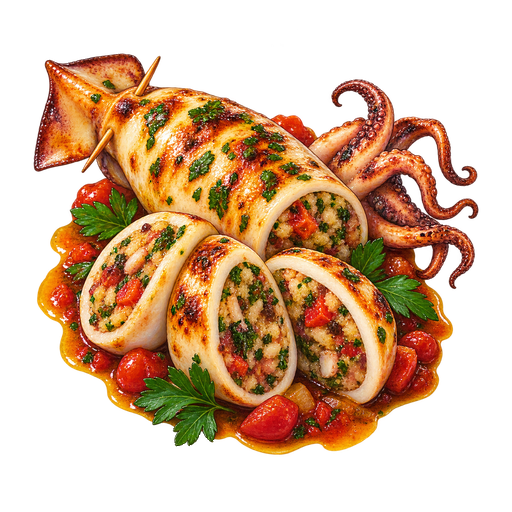Encornets farcis sticker illustration