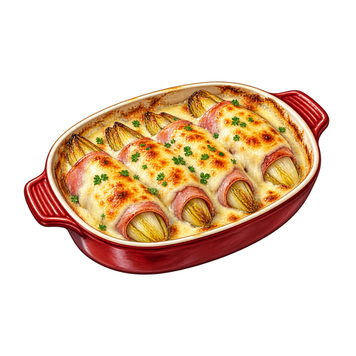 Endives au jambon (Baked endives and ham) sticker illustration