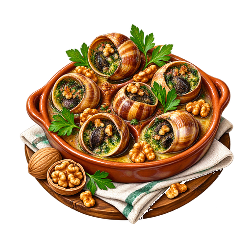 Escargots aux noix sticker illustration