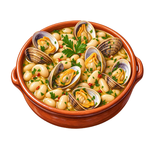 Asturian Beans with Clams sticker illustration
