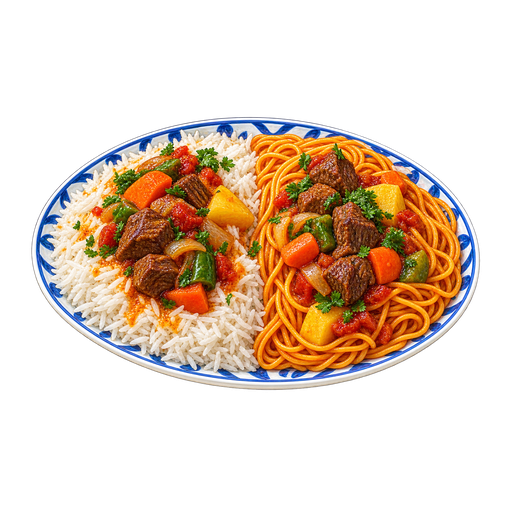 Rice and Spaghetti sticker illustration