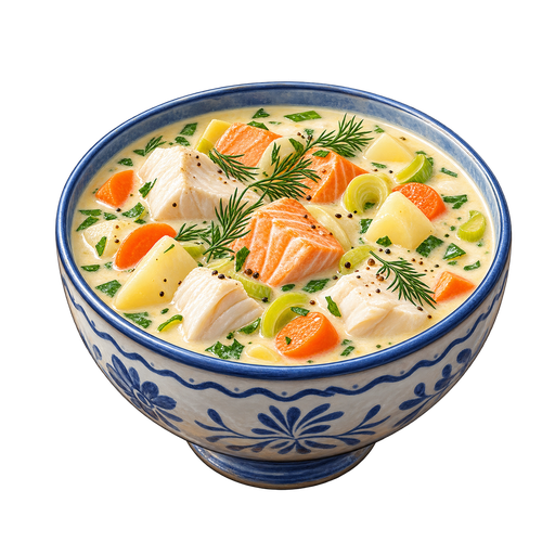 Fiskesuppe sticker illustration
