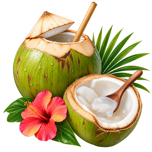 Green coconut sticker illustration