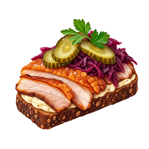Flaeskestegssandwich sticker illustration