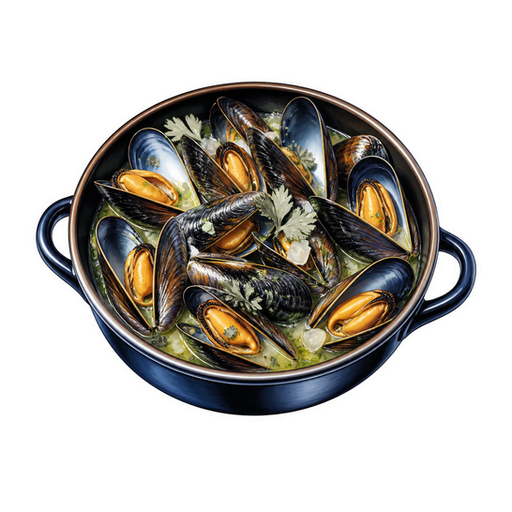 Mussels Mariniere sticker illustration
