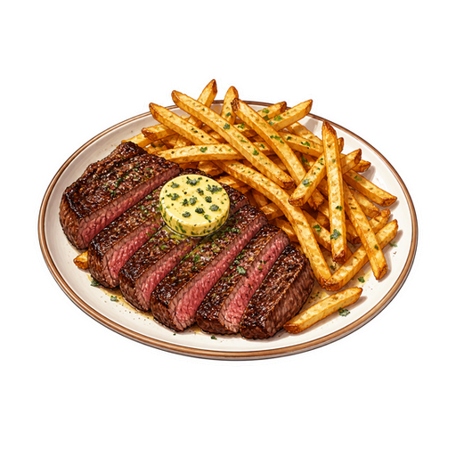 Steak Frites sticker illustration
