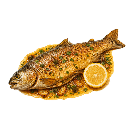 Trout Meuniere sticker illustration