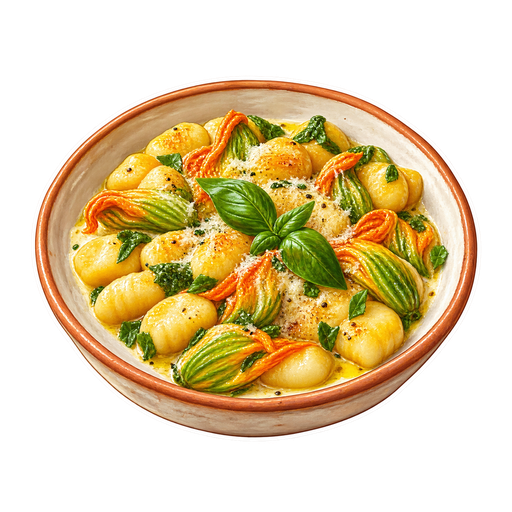 Gnocchi con la fioretta sticker illustration