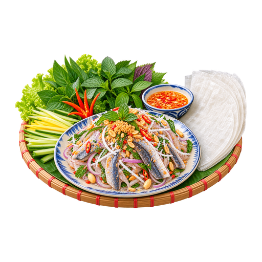 Gỏi cá trích (Vietnamese Raw Herring Salad) sticker illustration
