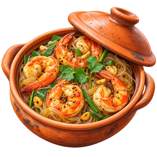 Goong ob woon sen (Thai Shrimp and Glass Noodles) sticker illustration
