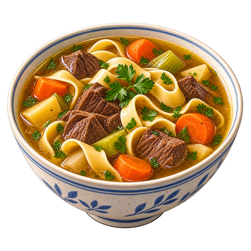 Beef Soup with Noodles sticker illustration