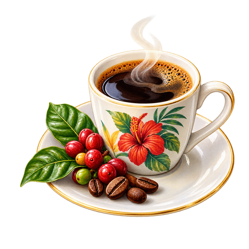 Guadeloupe Coffee sticker illustration